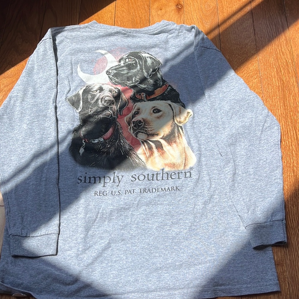 Simply southern long sleeve grey shirt with design on the back